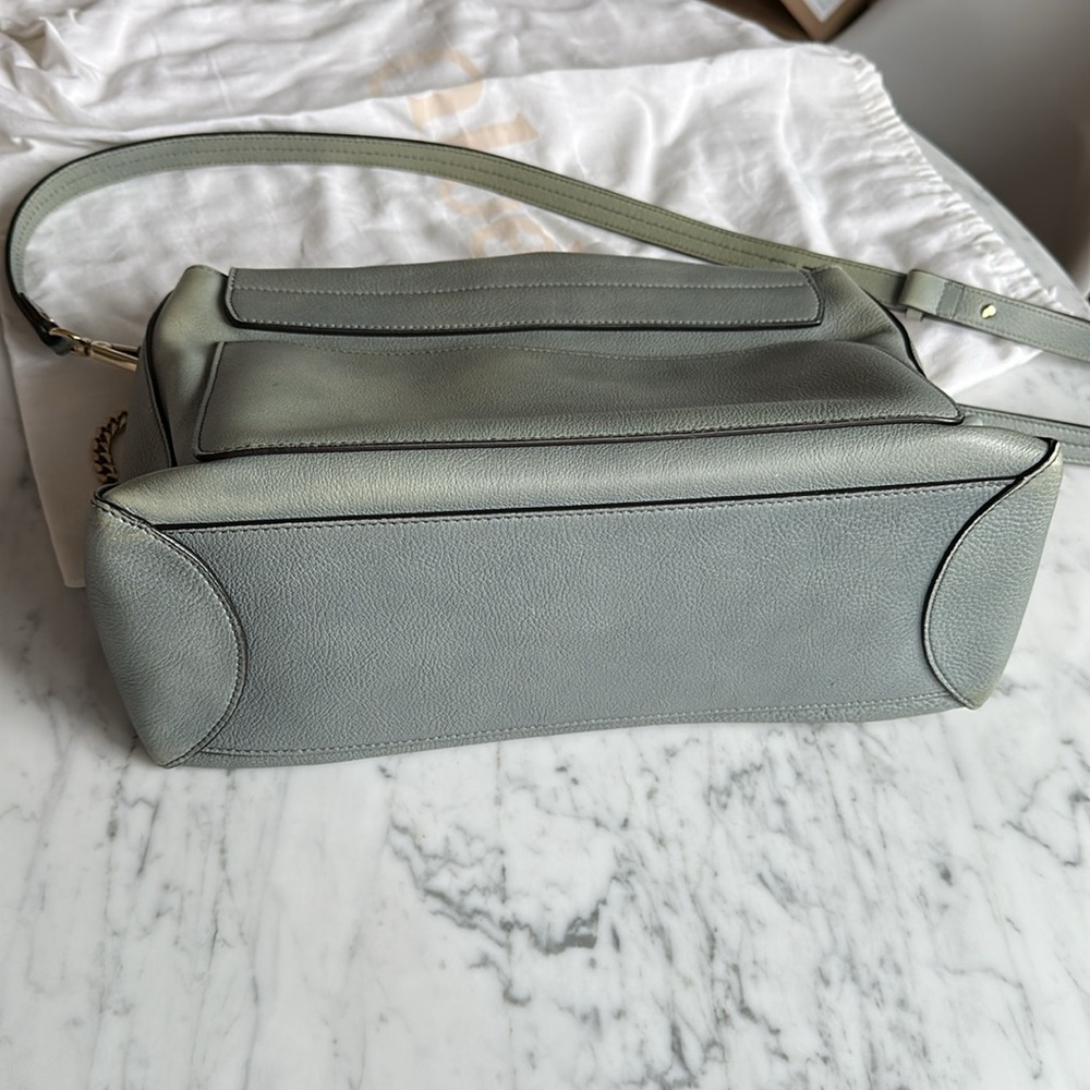 Chloé Faye Day Blue Grey Leather Shoulder Bag - Picture 5 of 13